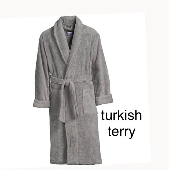 LANDSEND Big Men's Calf Length Turkish Terry Robe 100% Cotton - Picture 1 of 1